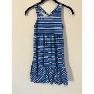 Polo Ralph Lauren girls blue-white striped cotton jersey tank dress empire waist